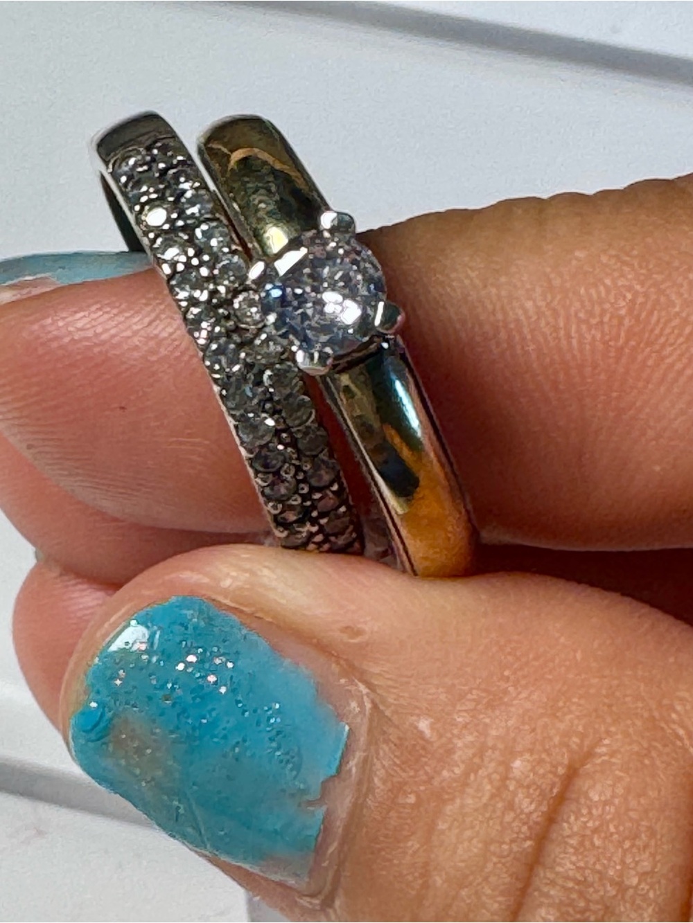 Sterling Silver Round-Cut Solitaire & Pave Band Set in Silver 925